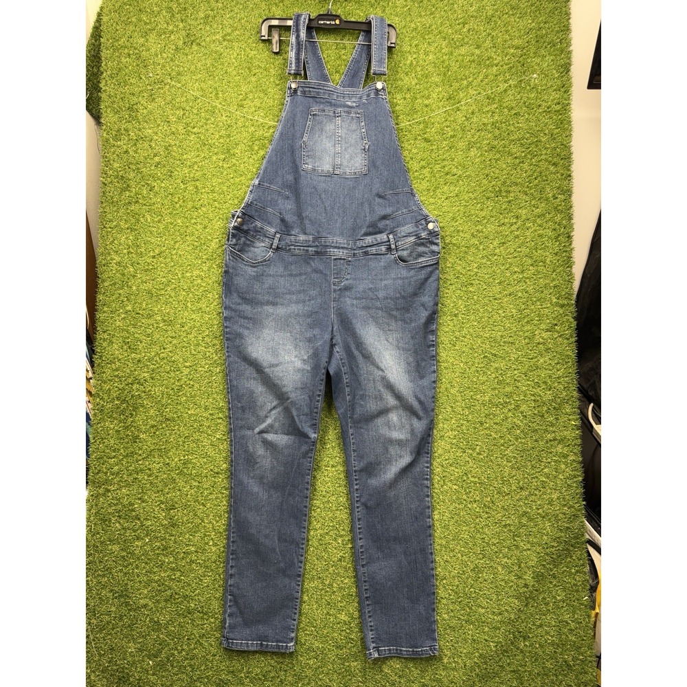 Seraphine J Denim Overalls Womens 14 Blue Dark Wash Stretch Casual Bibs 40x30